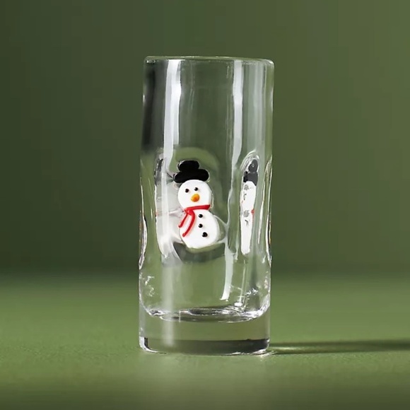 NWT Anthropologie Festive Christmas  Snowman Shot Glass - Picture 1 of 2